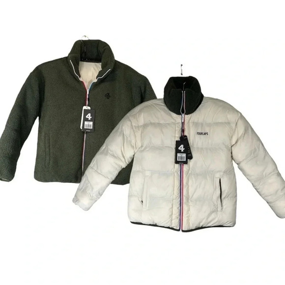 NWT Fourlaps 4 Reversible Polar Quilted Sherpa Down Filled Winter Jacket Size M - Picture 2 of 15